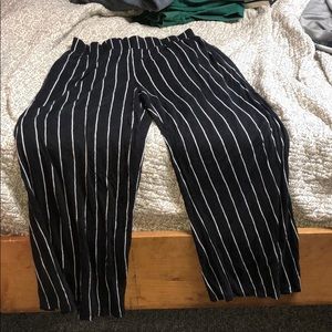 Black and white striped pants